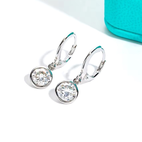 Classic DColor Moissanite2cctw Hoop Earrings 18KGold Plated 925SterliS-Certified - Picture 3 of 10